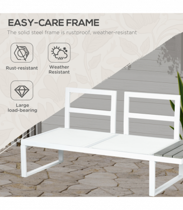 Outsunny 4 PCs Garden Set w/ 5-Level Recline Corner Conversation Sofa Set White