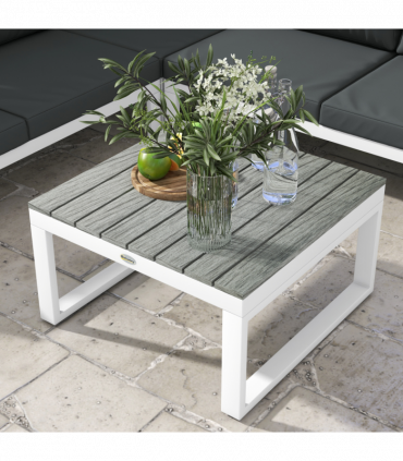 Outsunny 4 PCs Garden Set w/ 5-Level Recline Corner Conversation Sofa Set White