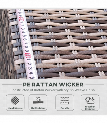 Outsunny 7PC Rattan Garden Furniture Set Coffee Table Buckle Structure, Grey