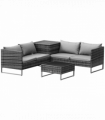 4-Piece PE Rattan Outdoor Garden Furniture Set Mixed Grey