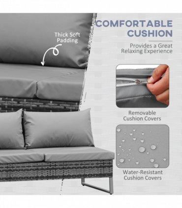 4-Piece PE Rattan Outdoor Garden Furniture Set Mixed Grey