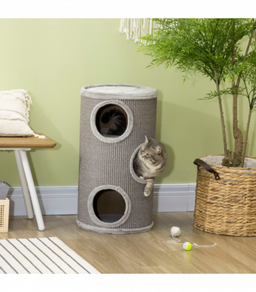 Cat Barrel Kitten Tree Tower for Indoor Cats, Covered with Sisal, Cosy Platform