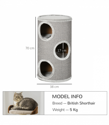 Cat Barrel Kitten Tree Tower for Indoor Cats, Covered with Sisal, Cosy Platform