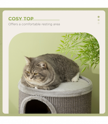 Cat Barrel Kitten Tree Tower for Indoor Cats, Covered with Sisal, Cosy Platform