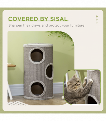 Cat Barrel Kitten Tree Tower for Indoor Cats, Covered with Sisal, Cosy Platform