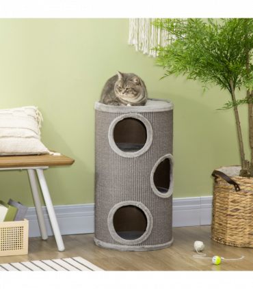Cat Barrel Kitten Tree Tower for Indoor Cats, Covered with Sisal, Cosy Platform