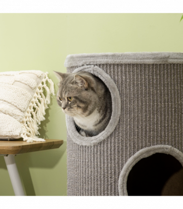 Cat Barrel Kitten Tree Tower for Indoor Cats, Covered with Sisal, Cosy Platform
