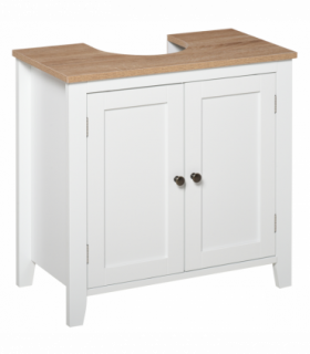 kleankin Bathroom Pedestal Under Sink Cabinet Floor  Storage Shelf Double Door