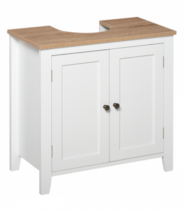 kleankin Bathroom Pedestal Under Sink Cabinet Floor  Storage Shelf Double Door
