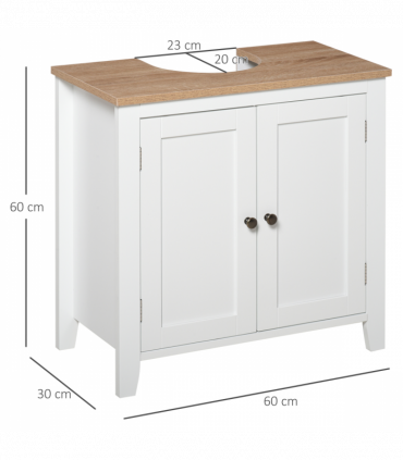 kleankin Bathroom Pedestal Under Sink Cabinet Floor  Storage Shelf Double Door