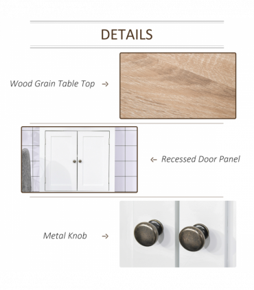 kleankin Bathroom Pedestal Under Sink Cabinet Floor  Storage Shelf Double Door