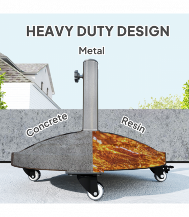 Outsunny 21kg Resin Garden Parasol Base Umbrella Stand with Wheels