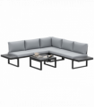 Outsunny 4 PCs Garden Set w/ 5-Level Recline Corner Conversation Sofa Set