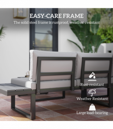 Outsunny 4 PCs Garden Set w/ 5-Level Recline Corner Conversation Sofa Set