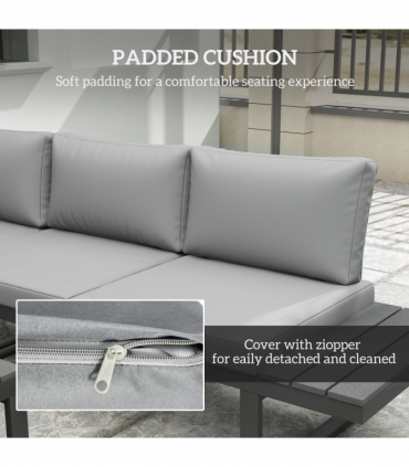 Outsunny 4 PCs Garden Set w/ 5-Level Recline Corner Conversation Sofa Set