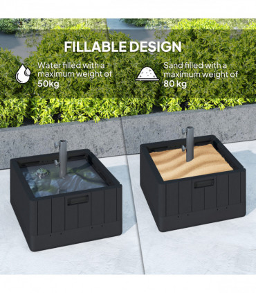 Outsunny Garden Parasol Base, Sand/Water Filled Garden Umbrella Stand, Black