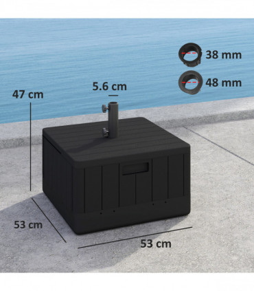 Outsunny Garden Parasol Base, Sand/Water Filled Garden Umbrella Stand, Black