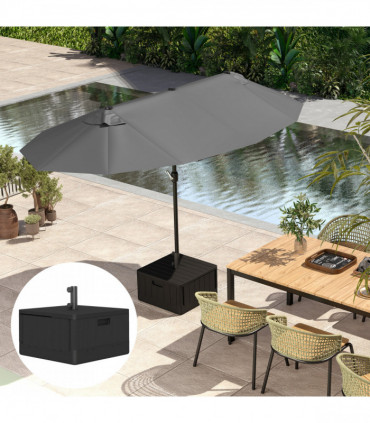 Outsunny Garden Parasol Base, Sand/Water Filled Garden Umbrella Stand, Black