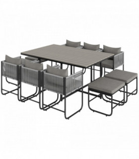 Outsunny Rattan Dining Set, Garden Table & Chair Sets w/ Space-saving Design