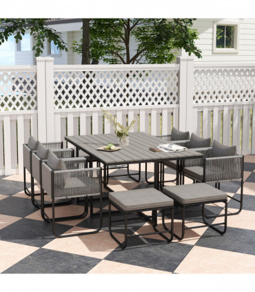 Outsunny Rattan Dining Set, Garden Table & Chair Sets w/ Space-saving Design