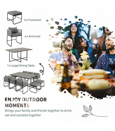 Outsunny Rattan Dining Set, Garden Table & Chair Sets w/ Space-saving Design