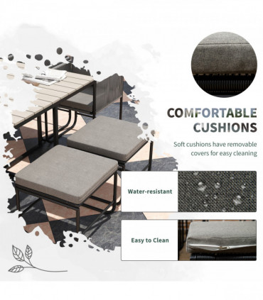 Outsunny Rattan Dining Set, Garden Table & Chair Sets w/ Space-saving Design