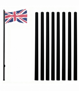 5.1*5.1*750cm Aluminum Alloy Splicing Flagpole Adjustable And Retractable Courtyard Outdoor Flagpole, Black