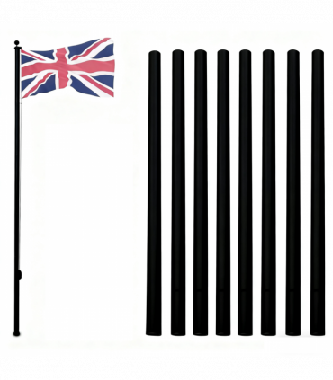 5.1*5.1*750cm Aluminum Alloy Splicing Flagpole Adjustable And Retractable Courtyard Outdoor Flagpole, Black