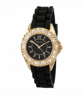 Sekonda Ladies Fashion Party Time Black Rubber Strap Watch - 4402