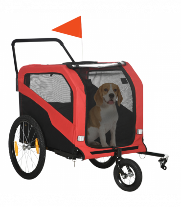 2 in 1 Dog Bike Trailer Pet Stroller for Large Dogs W/ Hitch - Red