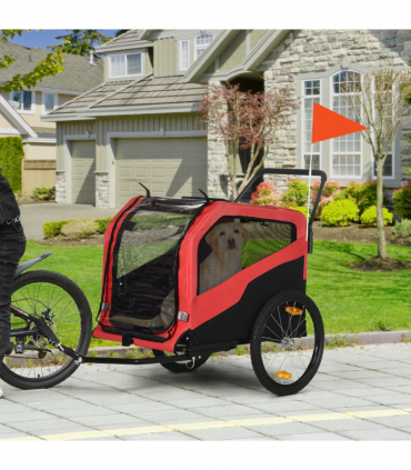 2 in 1 Dog Bike Trailer Pet Stroller for Large Dogs W/ Hitch - Red