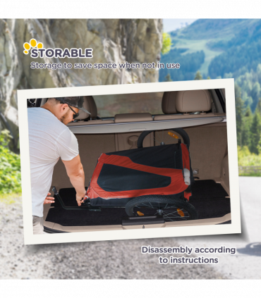 2 in 1 Dog Bike Trailer Pet Stroller for Large Dogs W/ Hitch - Red