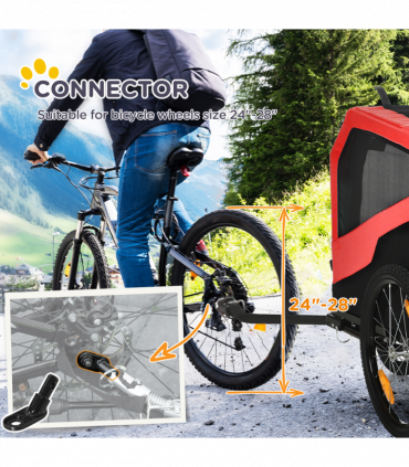 2 in 1 Dog Bike Trailer Pet Stroller for Large Dogs W/ Hitch - Red