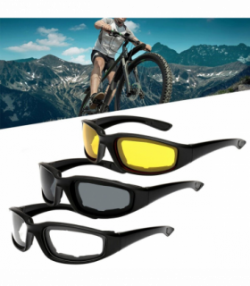 3 pairs  Motorcycle Sports Biker Riding Glasses Wind Resistant Eye Protection Women Men Sports Goggles Cycling Glasses Sunglasses Gray/Clear/Yellow