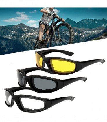 3 pairs  Motorcycle Sports Biker Riding Glasses Wind Resistant Eye Protection Women Men Sports Goggles Cycling Glasses Sunglasses Gray/Clear/Yellow