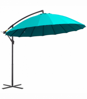 3(m) Cantilever Shanghai Parasol Crank Handle, Cross Base, Turquoise Outsunny