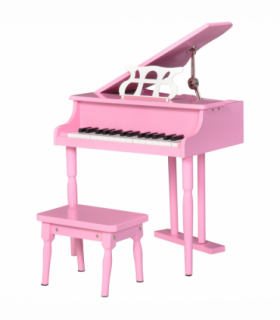 CHILD-SIZE PIANO: 30 Keys Mini Kids Piano with Music Stand and Bench - Pink