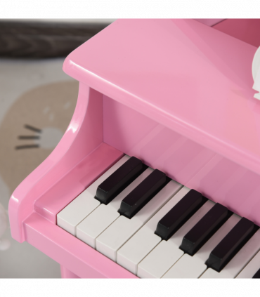 CHILD-SIZE PIANO: 30 Keys Mini Kids Piano with Music Stand and Bench - Pink