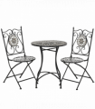 3Pc Mosaic Tile Garden Bistro Set Folding Chairs