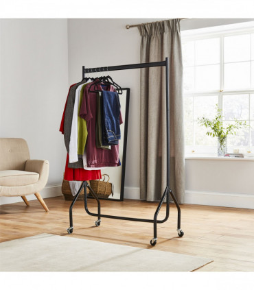 3ft Long x 5ft High Quality Heavy Duty Clothes Rail In Black Metal Construction