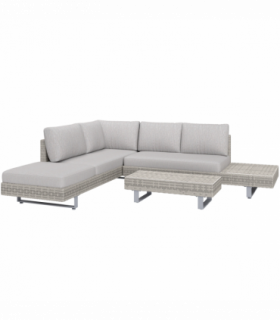 Rattan Wicker Metal Polyester Grey 196cmx69cmx59cm 3pc Sofa Set Lounge Furniture