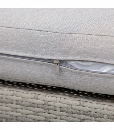 Rattan Wicker Metal Polyester Grey 196cmx69cmx59cm 3pc Sofa Set Lounge Furniture