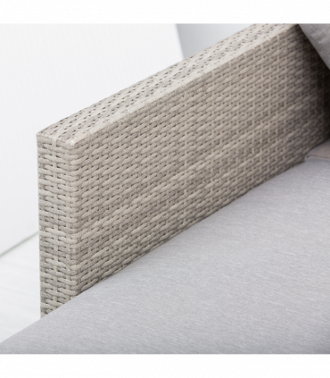 Rattan Wicker Metal Polyester Grey 196cmx69cmx59cm 3pc Sofa Set Lounge Furniture