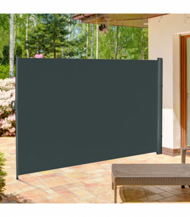 3x2M Retractable Side Awning Screen Fence Patio Privacy Divider Grey