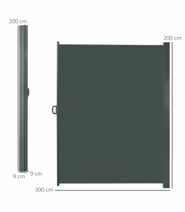 3x2M Retractable Side Awning Screen Fence Patio Privacy Divider Grey