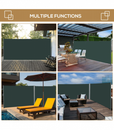3x2M Retractable Side Awning Screen Fence Patio Privacy Divider Grey