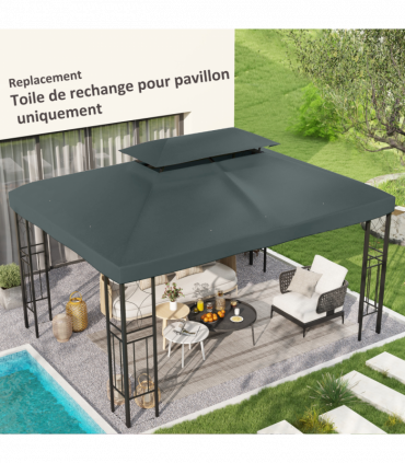 Gazebo Waterproof Cover Charcoal grey 4m x 3m Polyester 180g PA Coating
