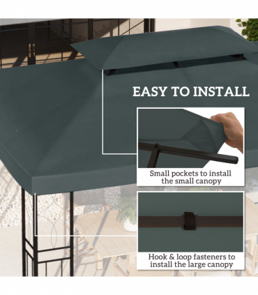 Gazebo Waterproof Cover Charcoal grey 4m x 3m Polyester 180g PA Coating