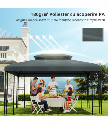 Gazebo Waterproof Cover Charcoal grey 4m x 3m Polyester 180g PA Coating