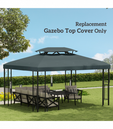 Gazebo Waterproof Cover Charcoal grey 4m x 3m Polyester 180g PA Coating